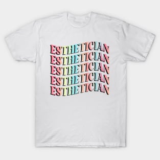 Groovy 70s Wave Esthetician Lettering T-Shirt